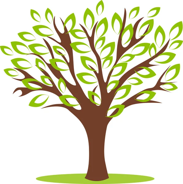 Árbol con hojas verdes — Vector de stock