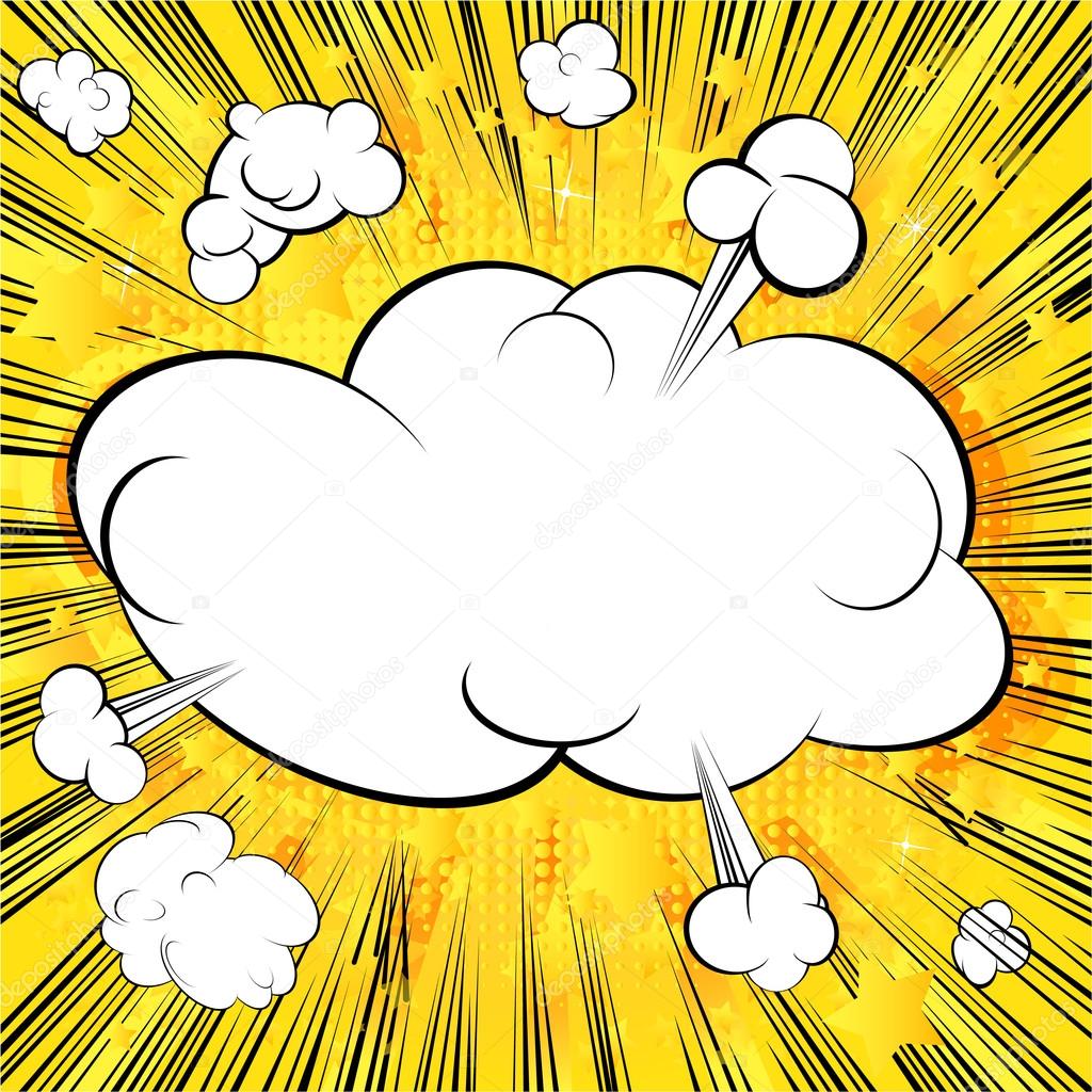 Comic book blank cloud background.