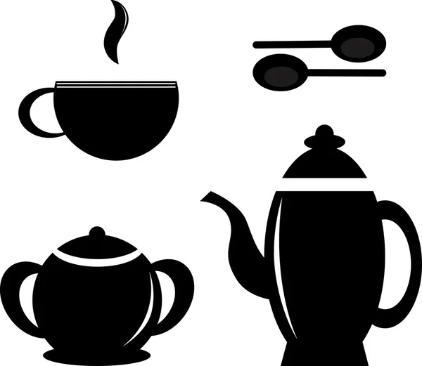 Ensemble de vaisselle à thé — Image vectorielle