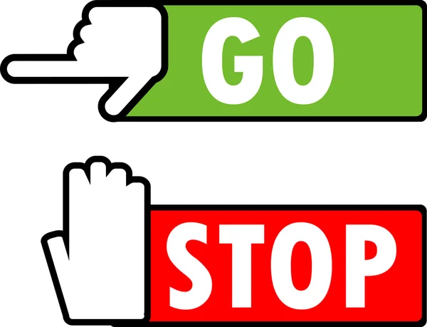 Go and stop navigation signs. — Stock Vector