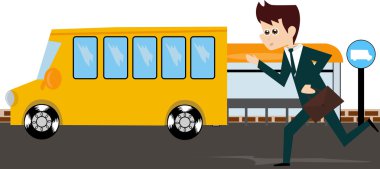 Businessman running after bus