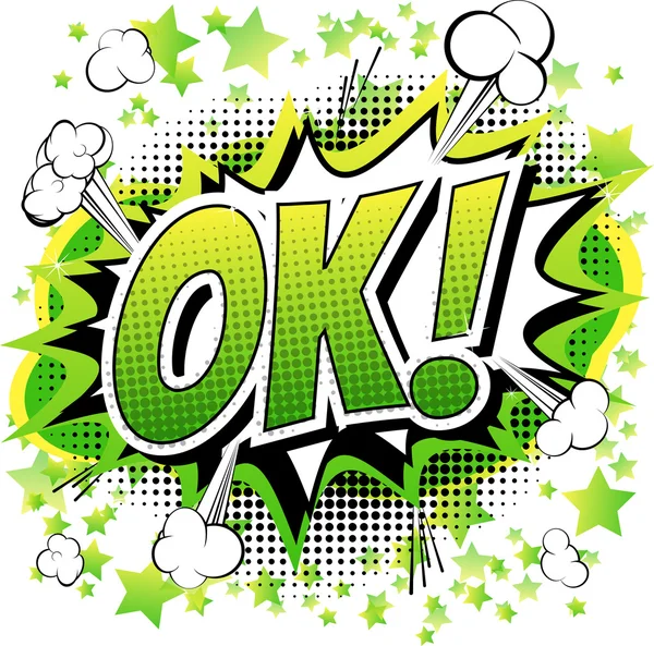 Ok - Comic book, cartoon expression. — Stockvector