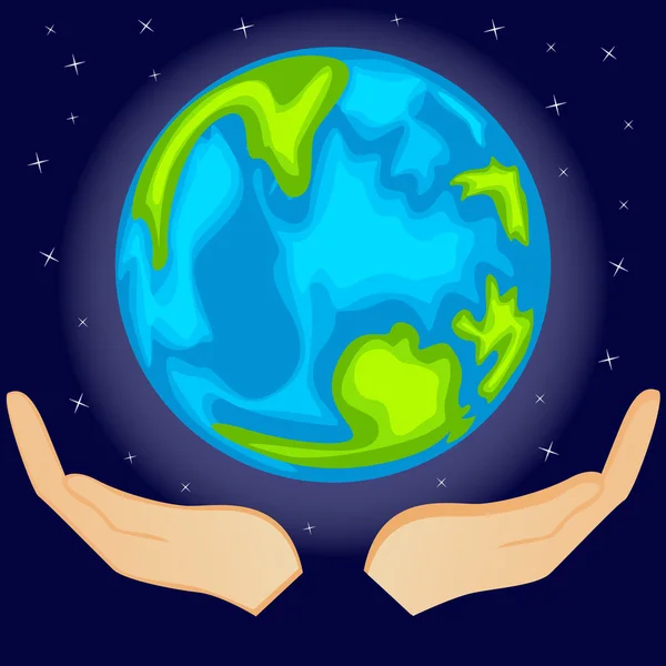 Globe dans les mains humaines — Image vectorielle