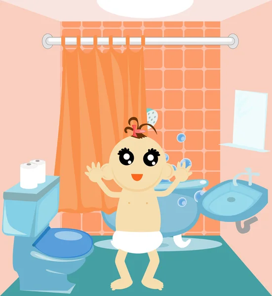 Dziecko w łazience — Wektor stockowy