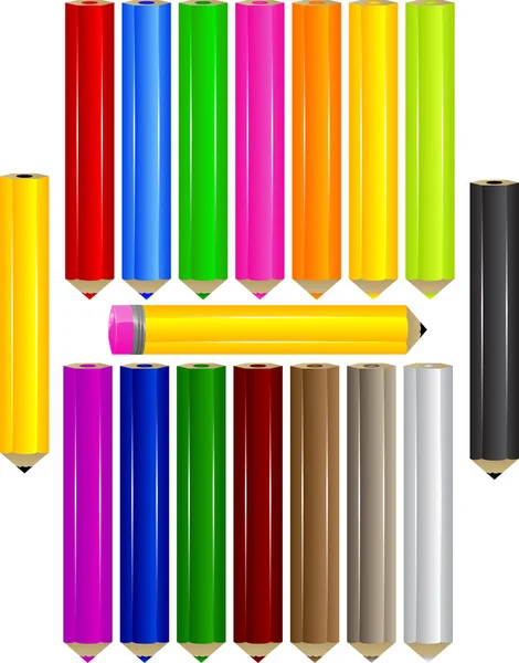 Ensemble de crayons à colorier — Image vectorielle