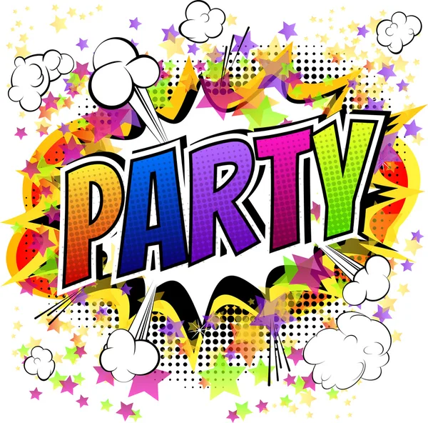 Party - Comic book style card. — Stock Vector