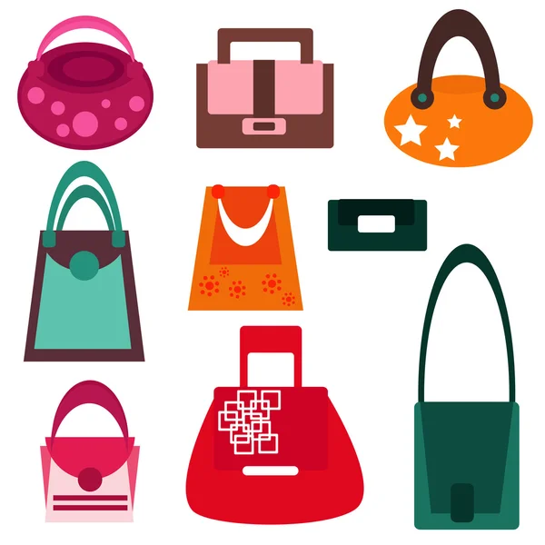 Set of fashionable woman's bags — Stock Vector