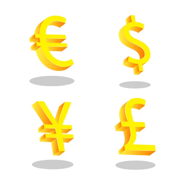 Symbole für Dollar, Euro, Pfund und Yen. — Stockvektor