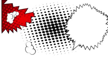 Çizgi film boş konuşma balonu, çizgi roman videosu. Retro çizgi roman pop sanat animasyonu.