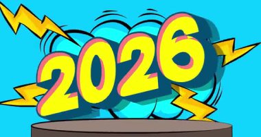 Comic Book Product 2026 ile sunum için sahne animasyonu. Retro çizgi roman arkaplan videosu.