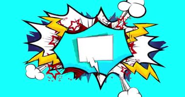 Çizgi film boş konuşma balonu, çizgi roman videosu. Retro çizgi roman pop sanat animasyonu.