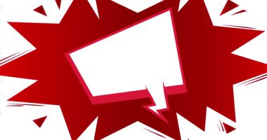 Çizgi film boş konuşma balonu, çizgi roman videosu. Retro çizgi roman pop sanat animasyonu.