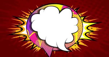 Çizgi film boş konuşma balonu, çizgi roman videosu. Retro çizgi roman pop sanat animasyonu.