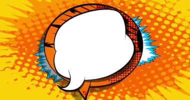 Çizgi film boş konuşma balonu, çizgi roman videosu. Retro çizgi roman pop sanat animasyonu.