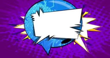 Çizgi film boş konuşma balonu, çizgi roman videosu. Retro çizgi roman pop sanat animasyonu.