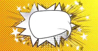 Çizgi film boş konuşma balonu, çizgi roman videosu. Retro çizgi roman pop sanat animasyonu.