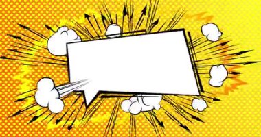 Çizgi film boş konuşma balonu, çizgi roman videosu. Retro çizgi roman pop sanat animasyonu.