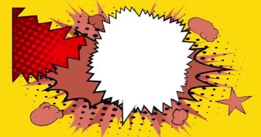 Çizgi film boş konuşma balonu, çizgi roman videosu. Retro çizgi roman pop sanat animasyonu.