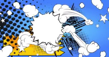 Çizgi film boş konuşma balonu, çizgi roman videosu. Retro çizgi roman pop sanat animasyonu.