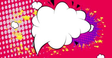 Çizgi film boş konuşma balonu, çizgi roman videosu. Retro çizgi roman pop sanat animasyonu.