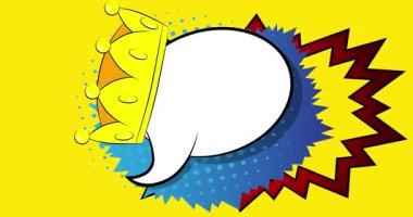 Boş konuşma balonlu çizgi film tacı, çizgi roman videosu. Retro çizgi roman pop sanat animasyonu.