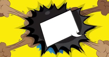 Çizgi film boş konuşma balonu, çizgi roman videosu. Retro çizgi roman pop sanat animasyonu.