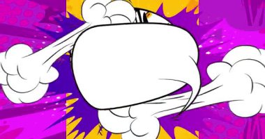 Çizgi film boş konuşma balonu, çizgi roman videosu. Retro çizgi roman pop sanat animasyonu.
