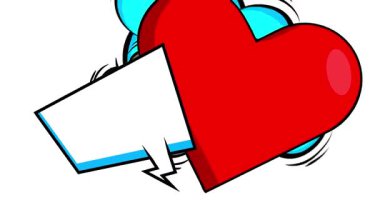 Boş konuşma balonlu karikatür kalp, çizgi roman sevgililer günü videosu. Retro çizgi roman pop sanat animasyonu.