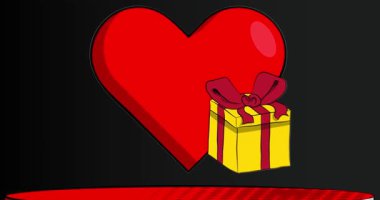 Comic Book Product sahne animasyonu Heart ve hediye kutusu sunumu için. Retro çizgi roman arkaplan videosu.