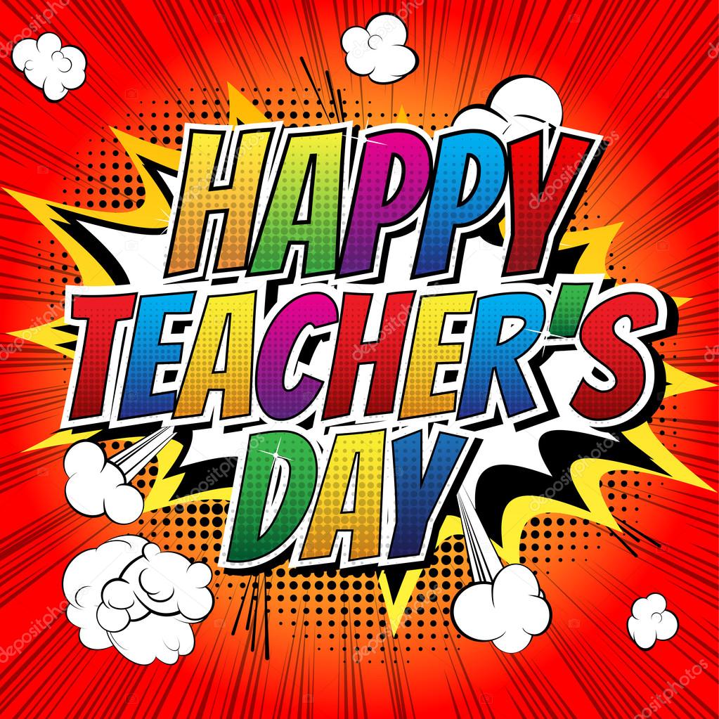 Happy teachers day - Comic book style word