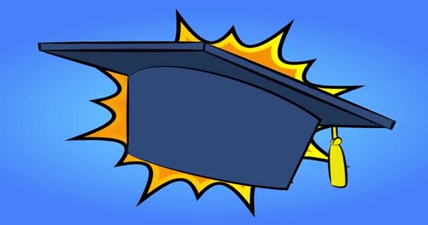 Cartoon Graduation Cap comic book education video. Retro comics pop art design animation. Cartoon Graduation Cap comic book education video. Retro comics pop art design animation.