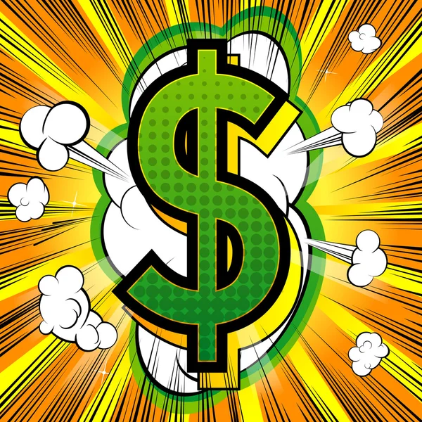 Dolar komiksowy styl symbol — Wektor stockowy