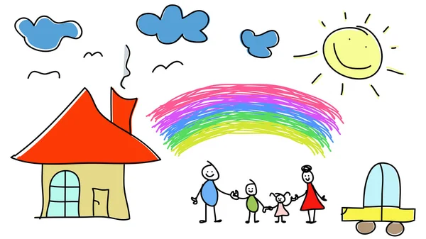 Kids drawing about a happy family Vector Graphics