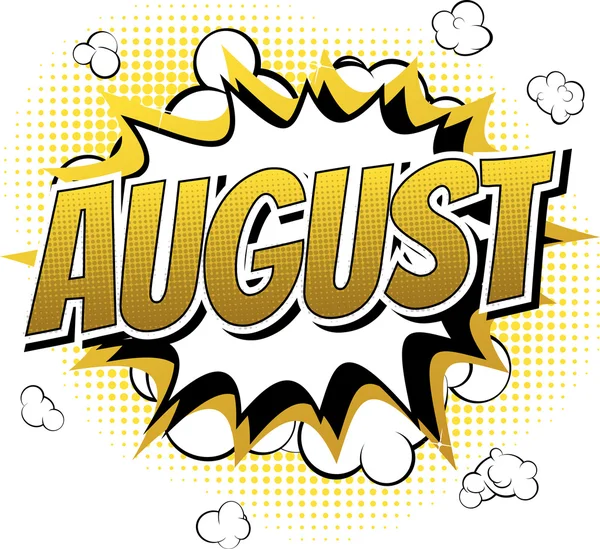 August - ein Wort im Comic-Stil — Stockvektor