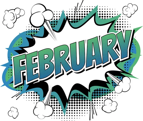 February - Comic book style word. — Stock Vector