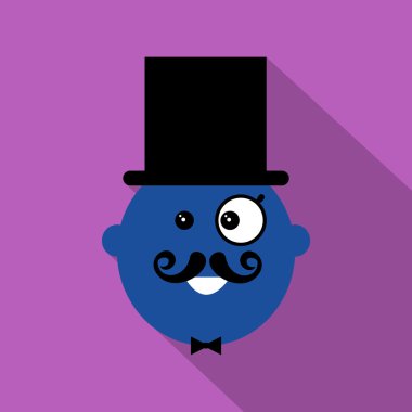 Hipster mavi erkekler düz simgesi baş