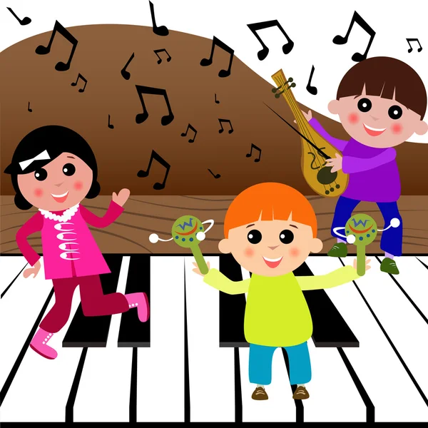 Kids playing music — Stock Vector