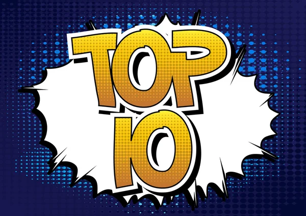 Top 10 - Parola in stile fumetto — Vettoriale Stock