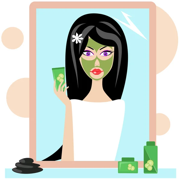 Woman with a facial mask — Stock Vector