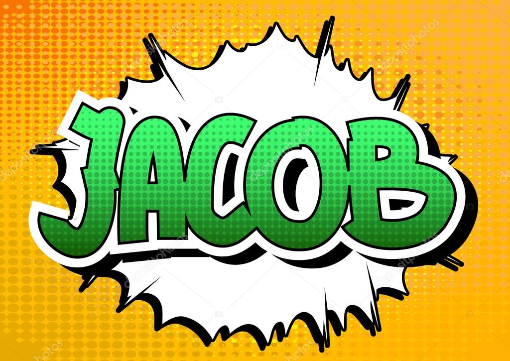 Jacob - Comic book style male name on comic book abstract background.
