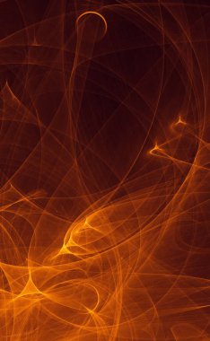 Soyut altın ışık ve lazer ışınları, fraktallar ve parıldayan şekiller hayal gücü, yaratıcılık ve tasarım için çok renkli sanat arka plan dokusu.