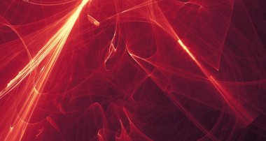 Soyut altın ışık ve lazer ışınları, fraktallar ve parıldayan şekiller hayal gücü, yaratıcılık ve tasarım için çok renkli sanat arka plan dokusu.