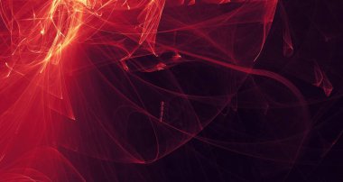 Soyut kırmızı ışık ve lazer ışınları, fraktallar ve parıldayan şekiller hayal gücü, yaratıcılık ve tasarım için çok renkli sanat arka plan dokusu.