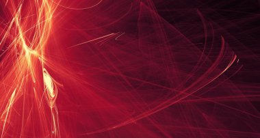 Soyut altın ışık ve lazer ışınları, fraktallar ve parıldayan şekiller hayal gücü, yaratıcılık ve tasarım için çok renkli sanat arka plan dokusu.