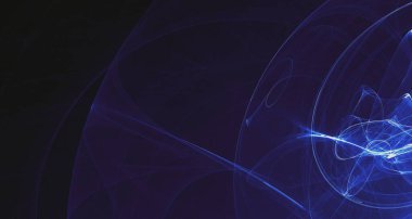 Soyut mavi ışık ve lazer ışınları, fraktallar ve parıldayan şekiller hayal gücü, yaratıcılık ve tasarım için çok renkli sanat arka plan dokusu.