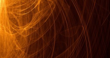 Soyut altın ışık ve lazer ışınları, fraktallar ve parıldayan şekiller hayal gücü, yaratıcılık ve tasarım için çok renkli sanat arka plan dokusu.