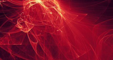 Soyut kırmızı ışık ve lazer ışınları, fraktallar ve parıldayan şekiller hayal gücü, yaratıcılık ve tasarım için çok renkli sanat arka plan dokusu.