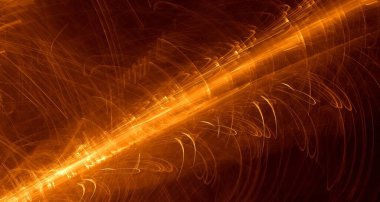 Soyut altın ışık ve lazer ışınları, fraktallar ve parıldayan şekiller hayal gücü, yaratıcılık ve tasarım için çok renkli sanat arka plan dokusu.