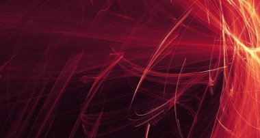 Soyut kırmızı ışık ve lazer ışınları, fraktallar ve parıldayan şekiller hayal gücü, yaratıcılık ve tasarım için çok renkli sanat arka plan dokusu.