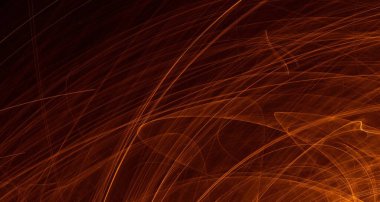 Soyut altın ışık ve lazer ışınları, fraktallar ve parıldayan şekiller hayal gücü, yaratıcılık ve tasarım için çok renkli sanat arka plan dokusu.